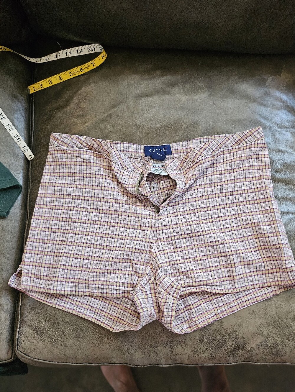 Vintage 90's Guess ? Plaid Cotton/ Spandex Shortie Shorts Size 32